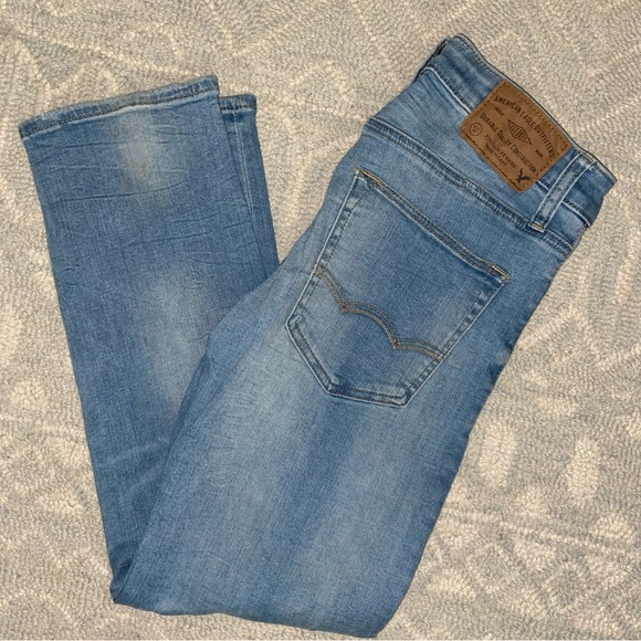 American eagle men’s 26x27.5” slim straight light washed, distressed jeans - Picture 1 of 5